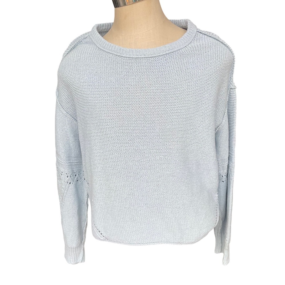 Lucky Brand Knit Sweater Pullover‎ Lightweight Open Knit Blue Size L